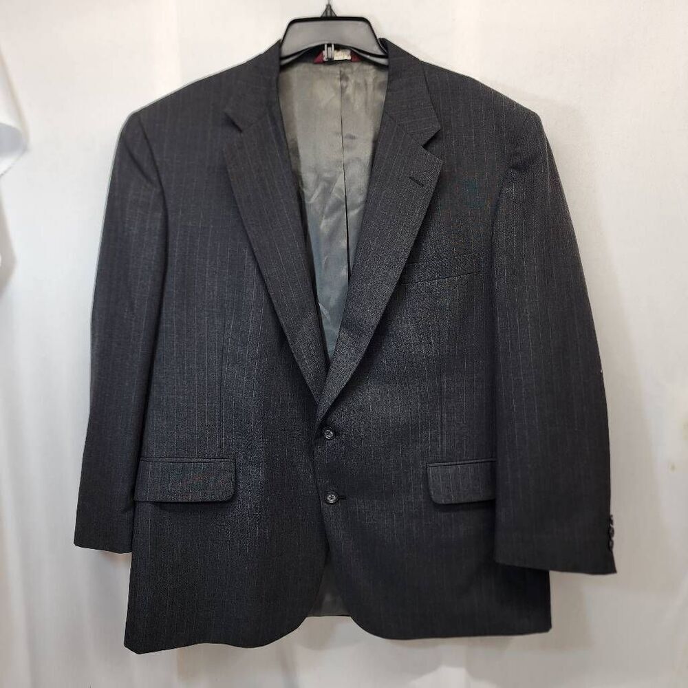 Botany 500 Mens Gray Pinstripe Wool Blazer Sport Coat Jacket 44R USA Made
